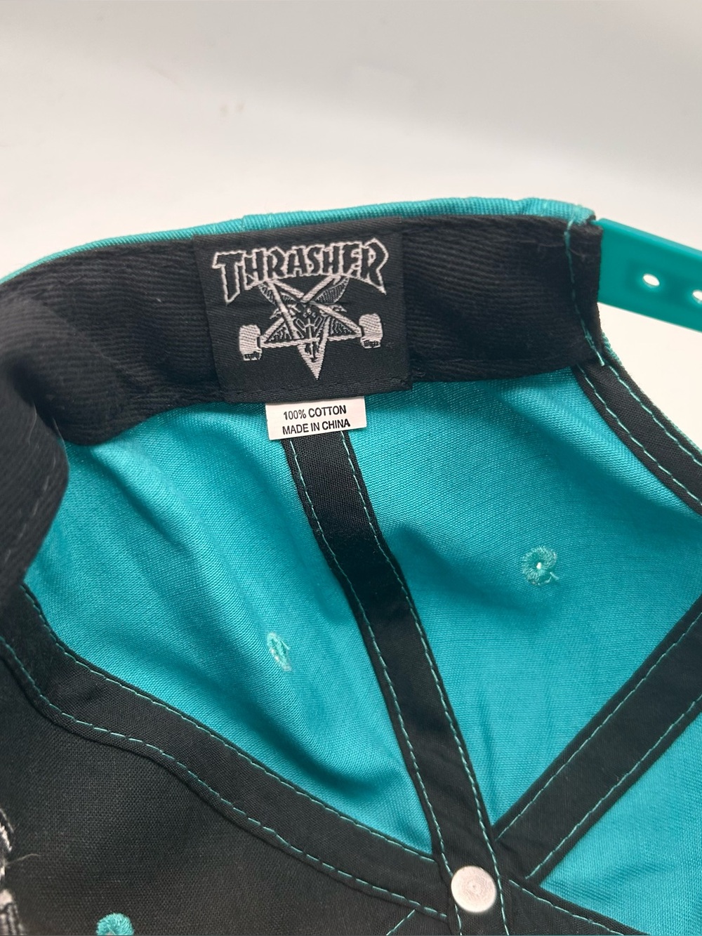 Thrasher Magazine EMBROIDERED MAG LOGO ROPE Snapback Skateboard Hat Teal Black - Picture 6 of 6